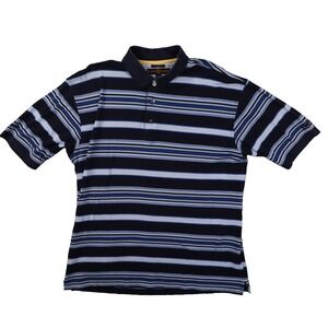 Tommy Hilfiger Vintage Blue Striped Mercerized Cotton Polo shirt Men's Large